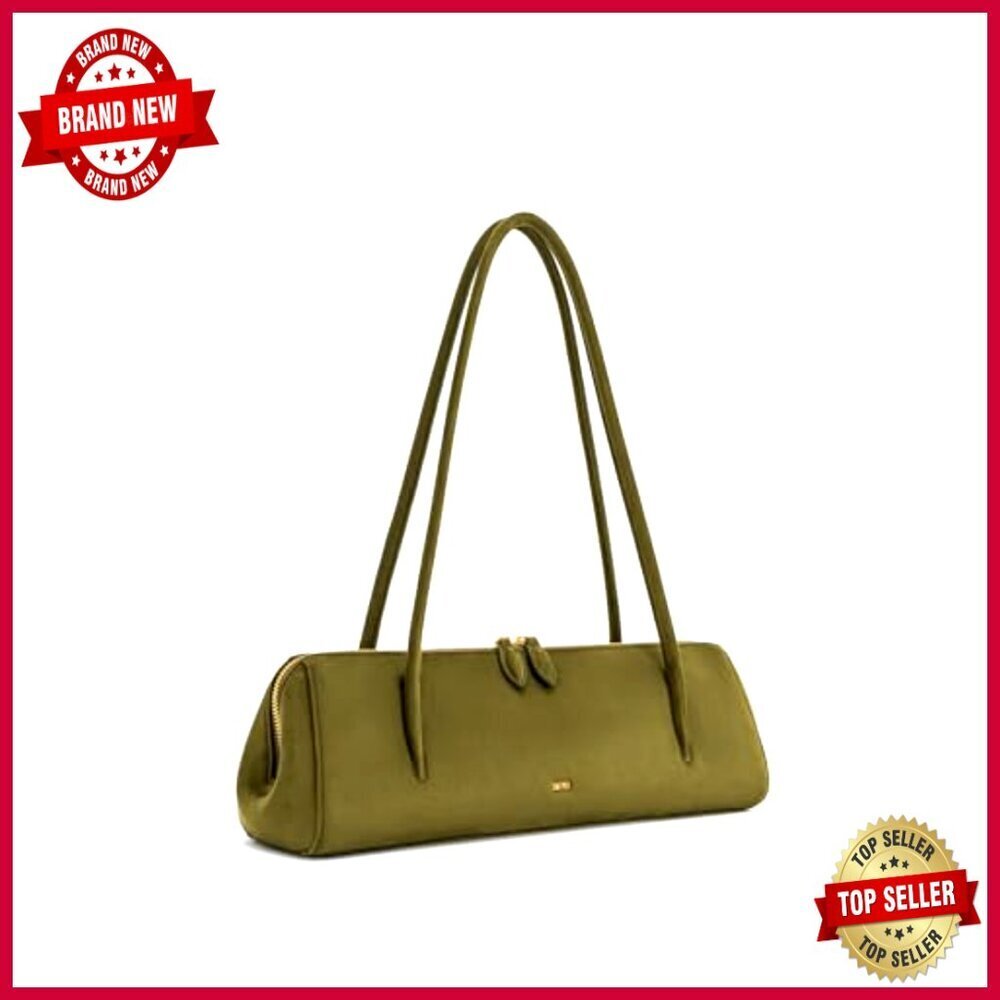 Faux Suede Shoulder Bag Satchel with Gold Hardware, Fits Phone - Picture 5 of 6